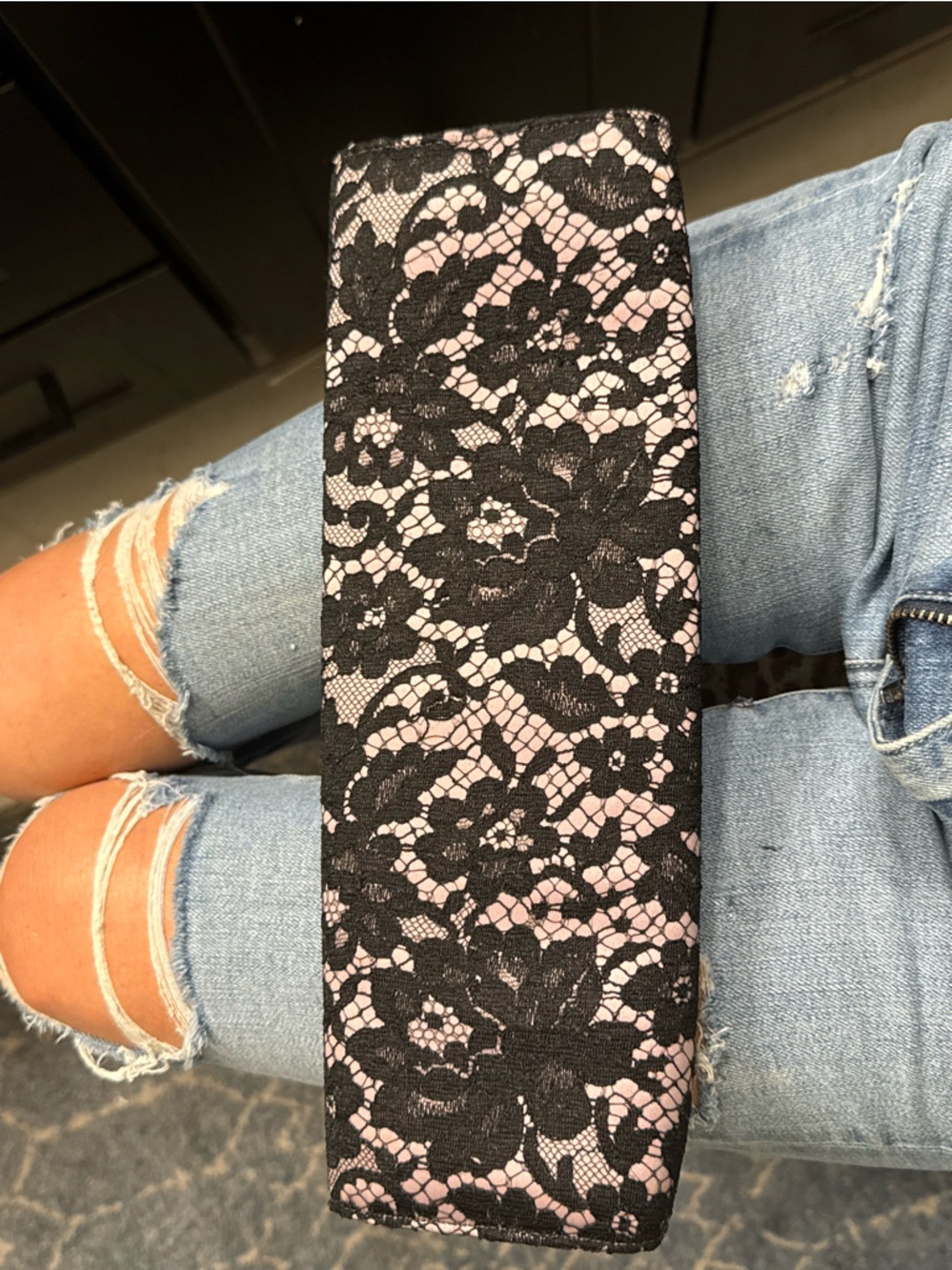 Black Lace Overlay pink Evening Clutch - Women